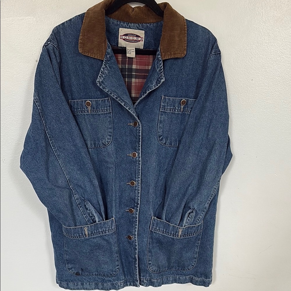 Denim Jacket with Brown Collar